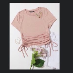 Women’s SHEIN pink crop top with ruched sides